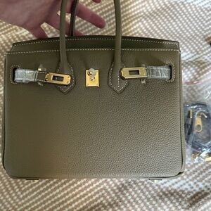 The Vault Label- Blake Double Handle Bag in Stone